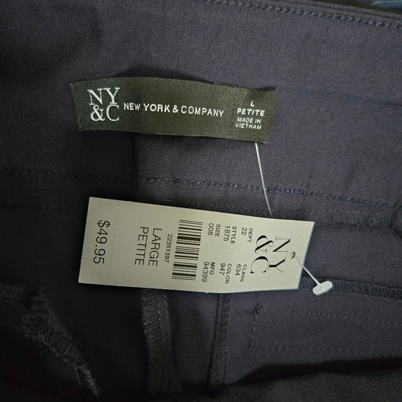 NY & Company Women Whitney Pull On Pant Navy Blue High Waist Ankle L Petite - Picture 6 of 8